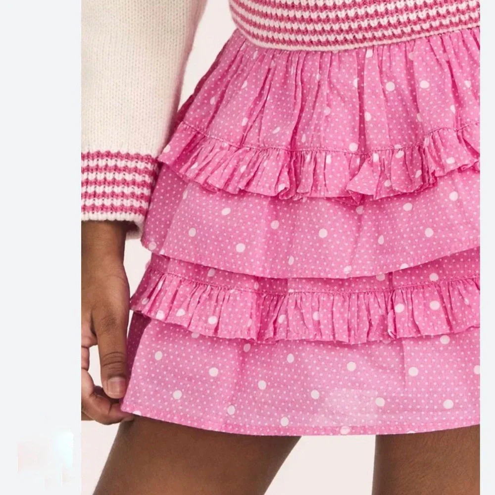 NWT LoveShackFancy Billie Skirt Hot Pink Cherry Size 5-6Y